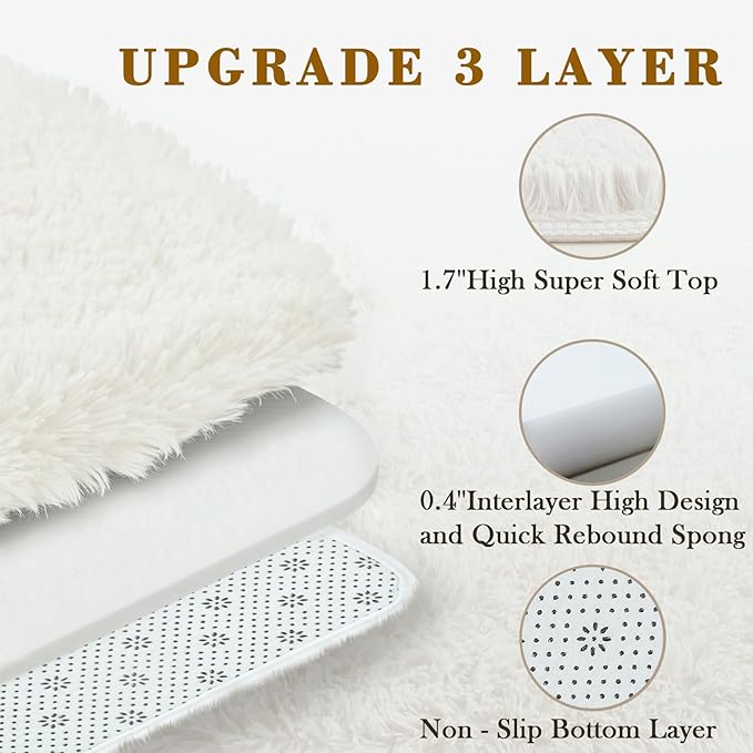 Area Rugs 9x12 Living Room, Shaggy Carpet Soft Plush Furry Bedside Rug Large Area Rugs for Bedroom Kids Girls Boys Home Decor Anti Slip(9 x 12, Cream)