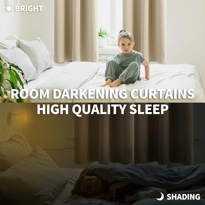 BGment Room Darkening Curtains 84 Inches Long - Grommet Thermal Insulated Drapes Window Treatment Curtains for Bedroom, 2 Panels, 52 x 84 Inch, Beige