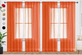 SpaceDresser Burnt Orange Sheer Curtains 4 Panels Rod Pocket Semi-Sheer Curtain 45 Inches Long Light Filtering Voile Window Drapes for Bedroom Living Room Kitchen, Each 52W x 45L