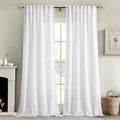 MIULEE White Linen Curtains 78 Inch Long 2 Panels for Bedroom Living Room, Soft Thick Linen Textured Back Tab Window Drapes Semi Sheer Light Filtering Rod Pocket Modern Farmhouse Decor