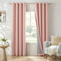 100% Blackout Shield Linen Blackout Curtains for Bedroom, Blush Pink Grommet Curtains for Living Room, Thermal Insulated Room Darkening Drapes for Nursery, Boho Home Decor, 50" W x 90" L, 2 Panels
