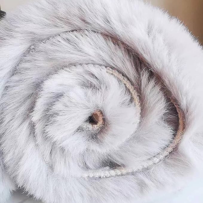 Ghouse Ultra Soft Faux Rabbit Fur Rug 3x5, Machine Washable Area Rugs for Bedroom Fluffy Rugs for Living Room, No-Shedding Carpet Sheepskin Rug Grey