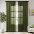 MIULEE 2 Panels Solid Color Sheer Window Curtains Elegant Window Voile Panels/Drapes/Treatment for Bedroom Living Room (54X108 Inches Olive Green)