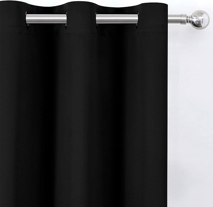 LEMOMO Black Thermal Blackout Curtains/52 x 95 Inch/Set of 2 Panels Room Darkening Curtains for Bedroom