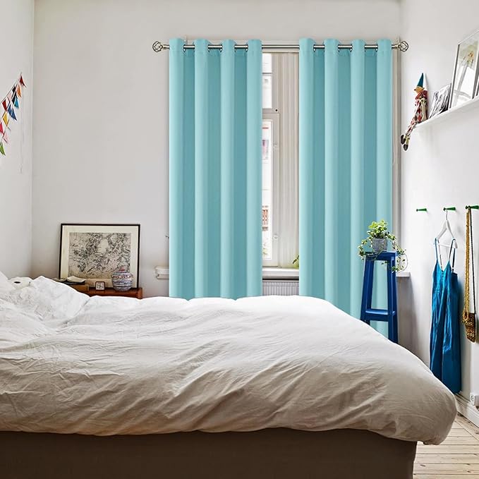 BGment Blackout Curtains - Grommet Thermal Insulated Room Darkening Bedroom and Living Room Curtains, Set of 2 Panels (52 x 84 Inch, Baby Blue)