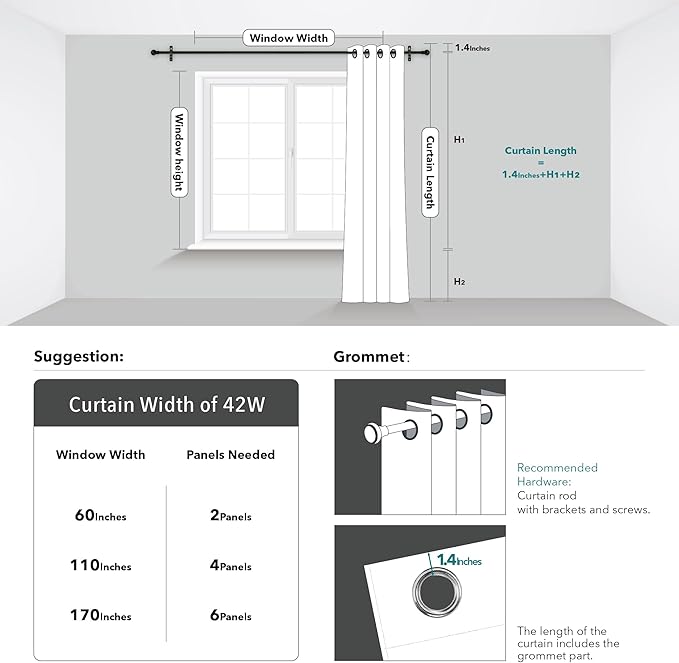 Deconovo Navy Blue Curtains, Blackout Curtain for Bedroom, 42 x 95 Inch, Thermal Insulated Soundproof Privacy Drapes with Silver Wave Dots Pattern, Grommet Top, Machine Washable Panel for Living Room