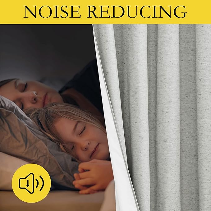 NICETOWN Grey 100% Blackout Curtain Panels, Set of 2, 42" Wide by 54" Long, Thermal Insulated White Thermal Insulated Liner Drapes for Nursery, Noise Reducing and Heat Blocking Drapes for Windows
