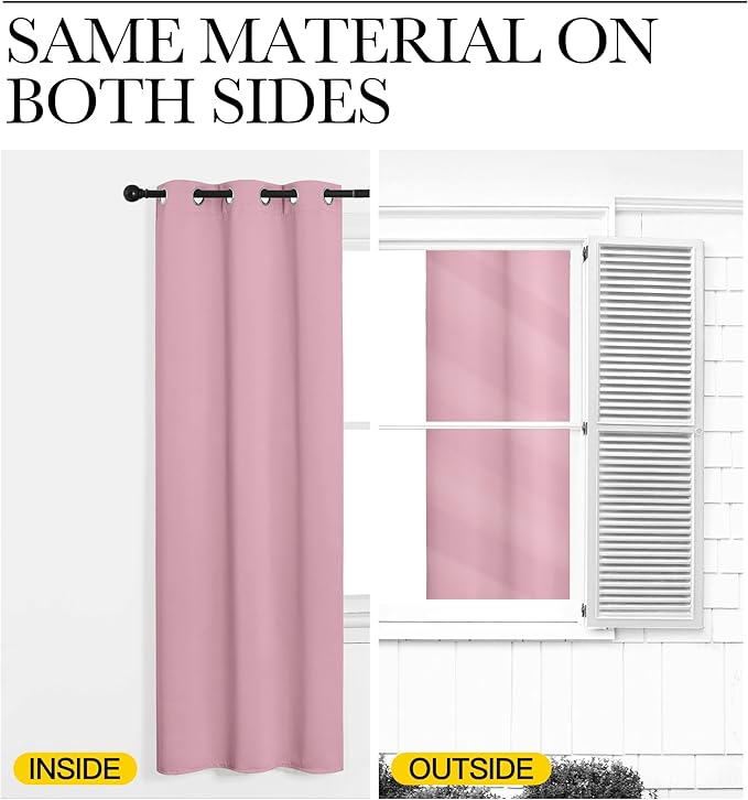 NICETOWN Blackout Curtain Panel Grommet - Home Decorations Thermal Insulated Solid Grommet Top Blackout Living Room Panels/Drapes for Gift (Crystal Pink, 1 Pair, 55 x 78-Inch)