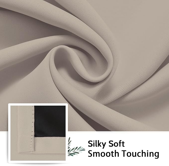 SimpleHome 100% Blackout Curtains for Bedroom,Thermal Insulated Natural Grommet Window Drapes Room Darkening Curtains for Living Room with Black Back,52 x 84 Inch,2 Panels