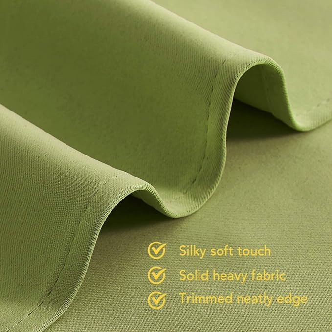 NICETOWN Bedroom Curtains Blackout Drapery Panels, 2 Panels, 70 x 72 inches, Fresh Green, Three Pass Microfiber Thermal Insulated Solid Ring Top Blackout Window Curtains/Drapes