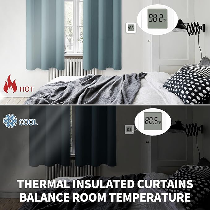 BGment Room Darkening Curtains 63 Inches Long - Grommet Thermal Insulated Drapes Window Treatment Curtains for Bedroom, 2 Panels, 42 x 63 Inch, Stone Blue