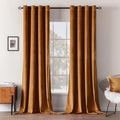 MIULEE Velvet Curtains Gold Brown Elegant Grommet Curtains Thermal Insulated Soundproof Room Darkening Black Out Drapes for Fall Living Room Bedroom Decor 52 x 108 Inch Set of 2, Pumpkin Brown