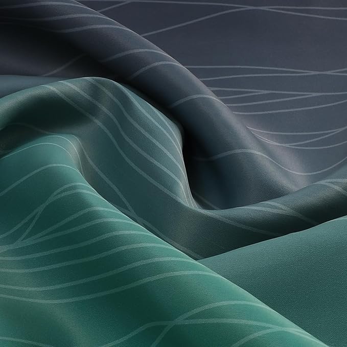Estelar Textiler Black and Green Blackout Ombre Curtains for Bedroom 63 Inches Long, Gradient Light Blocking Thermal Insulated Grommet Drapes for Living Room,52Wx63L,2 Panels
