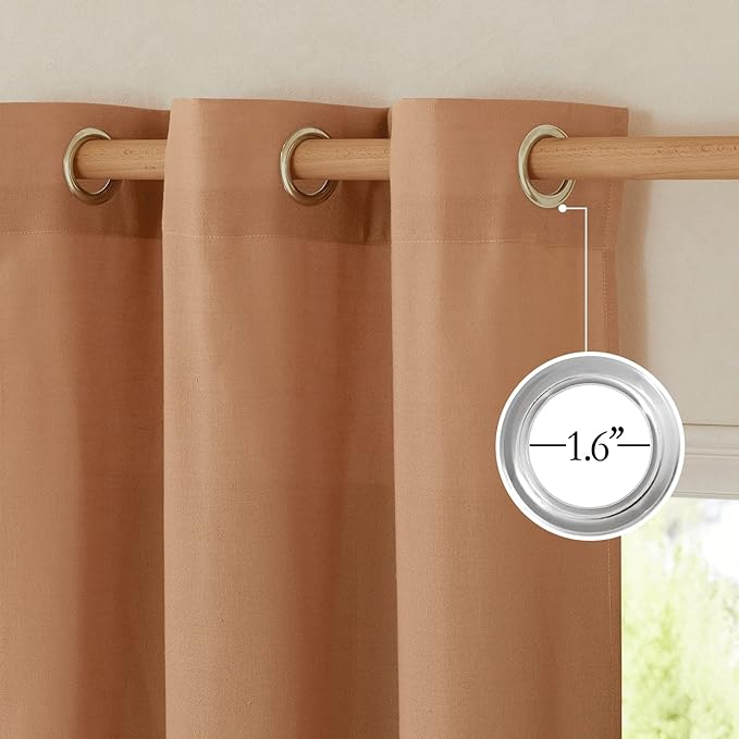 NICETOWN Rustic Linen 132 inch Long Curtains for Living Room, Grommet Privacy Added Thick Linen Weave with Light Filter Window Curtains & Drapes for Bedroom, Burnt Orange, W55 x L132, 2 Panels