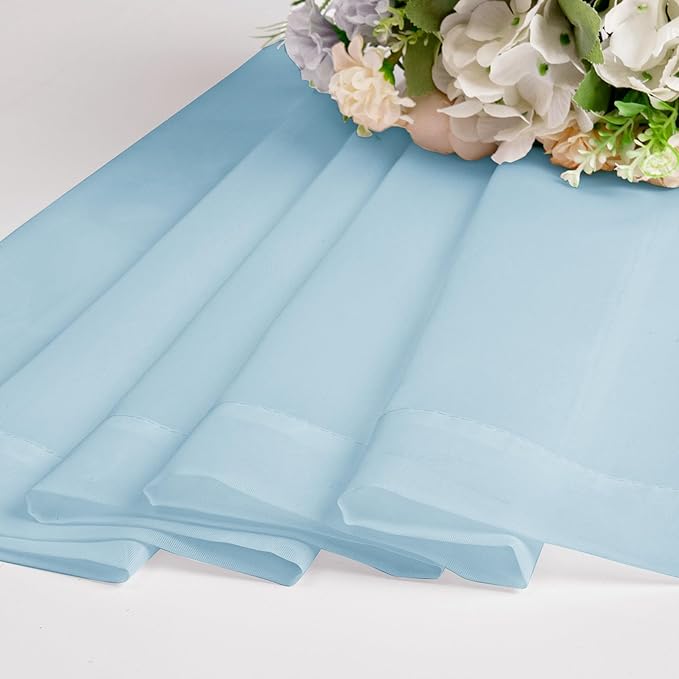 Chyhomenyc Sky Blue Sheer Curtains 108 Inches Long - Light Filtering Voile Extra Long Panel Drapes for Floor to Ceiling Window, Elegant Soft Living Room Curtains, Each 42Wx108L Inch, 9FT, 2 Panels