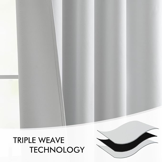 MIULEE Back Tab Light Blocking Curtains 108 Inch Long 2 Panels Set for Living Room Bedroom Privacy, Greyish White Rod Pocket/Pinch Pleated Extra Long Thermal Insulated Room Darkening Blackout Drapes