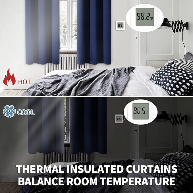 BGment Blackout Curtains 84 inches Long - Grommet Thermal Insulated Room Darkening Window Curtains for Bedroom, Set of 2 Panels (42 x 84 Inch, Navy Blue)