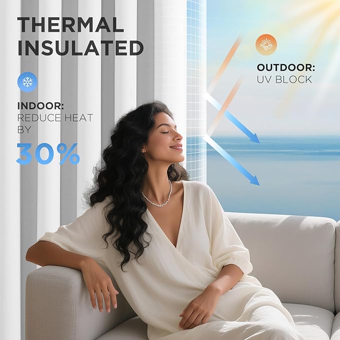 Joydeco Blackout Patio Sliding Door Curtains 108 Inches Long, Grommet Privacy Room Divider Curtains, Extra Wide Thermal Blackout Drapes for Bedroom Living Room (Pure White, 100Wx108L, 1 Panel)