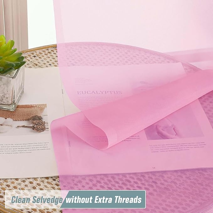 Light Pink Window Sheer Curtains 45 Inches Length, Voile Short Curtains for Living Room Bedroom, Modern Soft Window Drapes 2 Panels Set, Top Dual Rod Pocket Design, 2x42Wx45L Inches