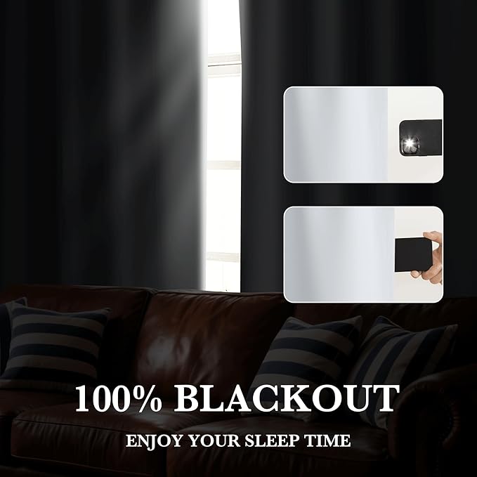 RYB HOME White 100% Blackout Curtains, Short Thermal Insulated Heat & UV Blocking Total Room Darkening Privacy Drapes for Small Window, Width 34 by Length 48, White, 2 Panels
