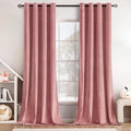 MIULEE Blush Pink Velvet Curtains Thermal Insulated Soundproof Room Darkening Long Blackout Curtains Grommet Window Black Out Drapes for Home Theatre/Girls Room/Wedding Decor 96 Inch Length Set of 2