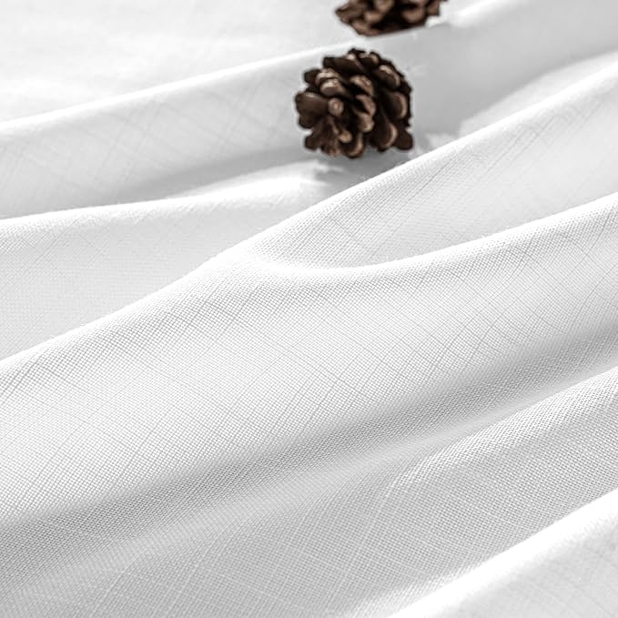 MIULEE White Linen Curtains 84 Inch Length 2 Panels for Bedroom Living Room, Soft Thick Linen Textured Back Tab Window Drapes Semi Sheer Light Filtering Rod Pocket Modern Farmhouse Decor