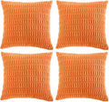 Fancy Homi 4 Packs Orange Fall Decorative Throw Pillow Covers 20x20 Inch for Couch Bed Sofa, Halloween Pumpkin Autumn Home Decor, Soft Cute Plush Corduroy Striped Cushion Case 50x50 CM