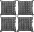 Fancy Homi 4 Packs Dark Grey Decorative Throw Pillow Covers 22x22 Inch for Couch Bed, Rustic Modern Farmhouse Boho Home Decor, Soft Plush Corduroy Gray Cute Square Accent Cushion Case 55x55 cm