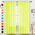 SpaceDresser Basic Rod Pocket Sheer Voile Window Curtain Panels Chartreuse 1 Pair 2 Panels 52 Width 63 Inch Long for Kitchen Bedroom Children Living Room Yard（Chartreuse, 52W x 63L）