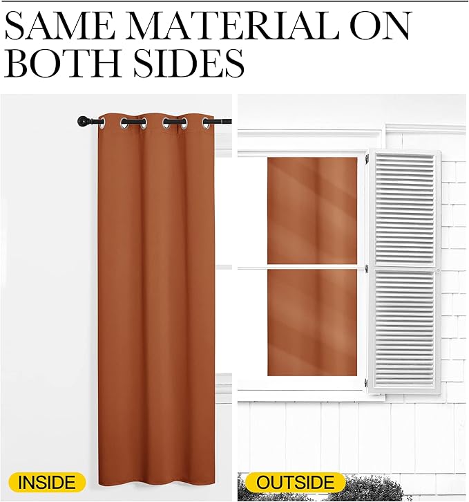 NICETOWN Halloween Burnt Orange Blackout Curtains for Sliding Door - 55 by 90, 2 Pieces, Blocking Out Sunlight Window Treatment Modern Design Grommet Curtain Panels for Dining Room