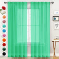 SpaceDresser Basic Rod Pocket Sheer Voile Window Curtain Panels Grass Green 1 Pair 2 Panels 52 Width 84 Inch Long for Kitchen Bedroom Children Living Room Yard（Grass Green, 52W x 84L）