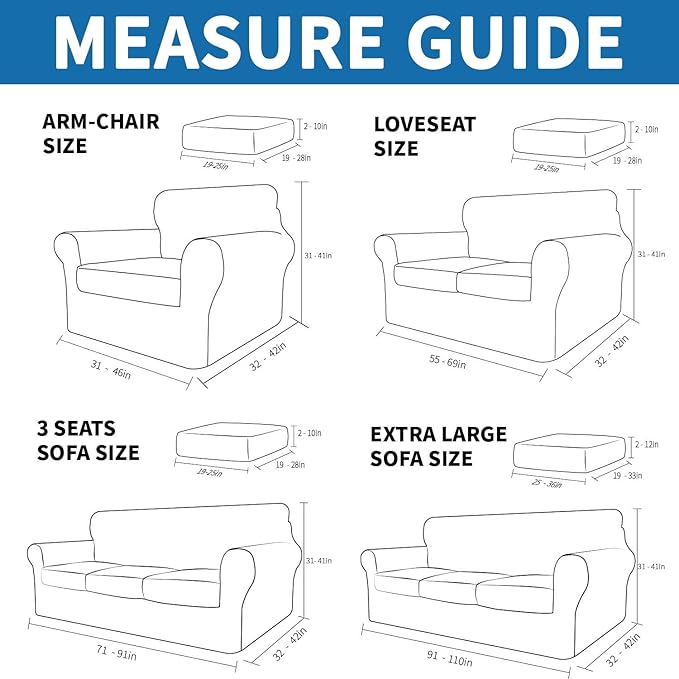 XINEAGE 2026 New 3 Pieces Couch Covers for 2 Cushion Sofa Super Stretch Loveseat Slipcover Pet Dog Universal Slip Cover Anti Slip Love Seat Furniture Protector (Silver Grey, 55"-69")