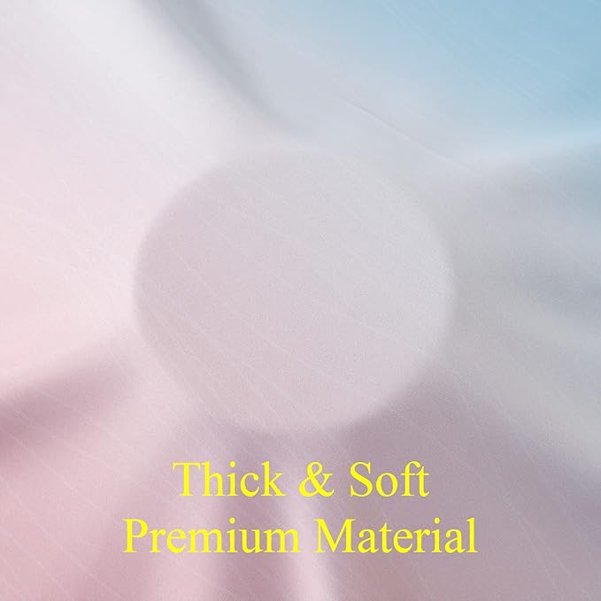 Ombre Pink and Blue Blackout Curtains 45 Inches Long, Full Light Blocking Curtains for Bedroom, Wavy Line Pattern Grommet Thermal Insulated Gradient Drapes for Living Room,52x45 Inch, 2 Panels