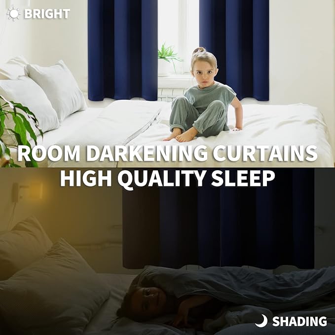 BGment Blackout Curtains for Living Room - Grommet Thermal Insulated Room Darkening Curtains for Bedroom, Set of 2 Panels (42 x 72 Inch, Navy Blue)