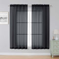 Simplebrand Black Sheer Curtains, 63" Length, 2 Panels Set - Light Filtering, Rod Pocket Window Curtains for Bedroom (Black, 59" W x 63" L)
