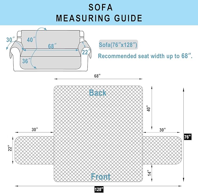 Reversible Sofa Covers Couch Cover Furniture Protector for Dogs Elastic Straps Water Resistant(Sofa,Light Grey/Beige)