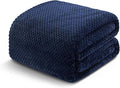 Exclusivo Mezcla Fleece Bed Blanket Queen Size, Super Soft and Warm Blankets for Couch, Sofa and Bed Waffle Textured, Cozy, Fuzzy and Lightweight (Navy Blue, 90x90 Inches)