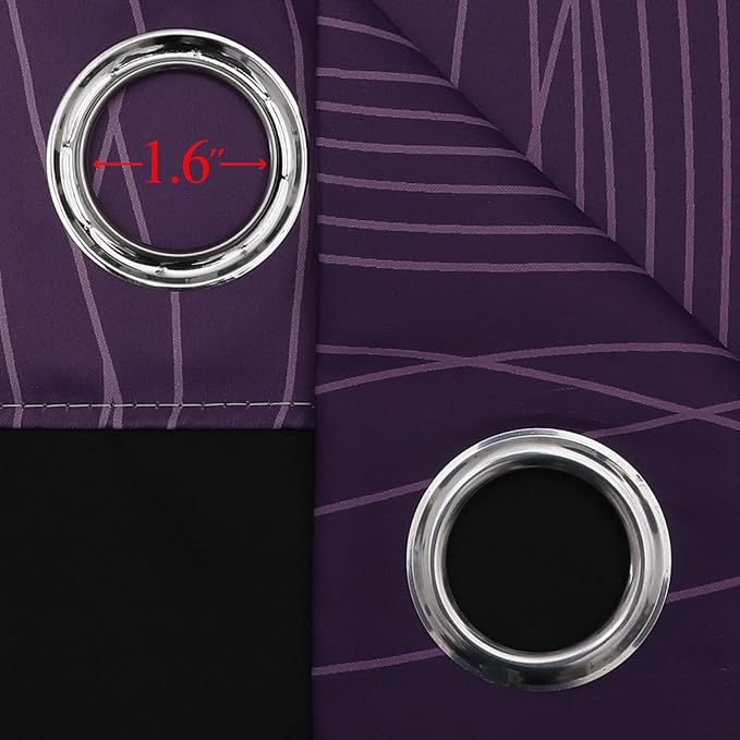 Estelar Textiler Purple and Greyish White Ombre Blackout Curtains 90 Inch Length 2 Panels Set,Thermal Insulated Drapes for Bedroom,Full Room Darkening Grommet Gradient Curtains for Living Room,52Wx90L