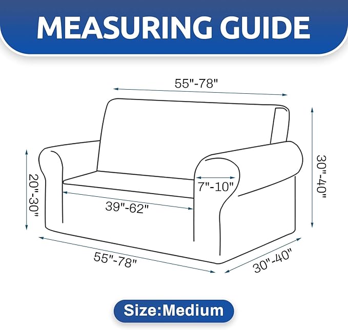 KEKUOU Stretch Loveseat Sofa Cover Slipcover,Couch Covers for 2 Cushion Couch Sofa (55"-78") Furniture Protector Sofa with Elastic Bottom for Kids,Dog. Jacquard Small Checked (Medium,Tan)