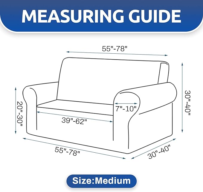 KEKUOU Stretch Loveseat Sofa Cover Slipcover,Couch Covers for 2 Cushion Couch Sofa (55"-78") Furniture Protector Sofa with Elastic Bottom for Kids,Dog. Jacquard Small Checked (Medium,Chocolate)