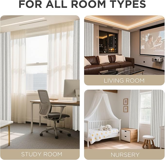 Joydeco Blackout Curtains for Bedroom - 100% Light Blocking 2 Panels Set White Drapes 37" W x 84" L, Thermal Insulated Room Darkening Curtains, Linen Textured for Living Room, Rod Pocket & Back Tabs