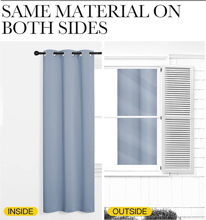 NICETOWN Blackout Curtain Panels for Bedroom, 2 Panels, W42 x L60 inches, Vintage Blue, Thermal Insulated Grommet Top Blackout Draperies and Drapes