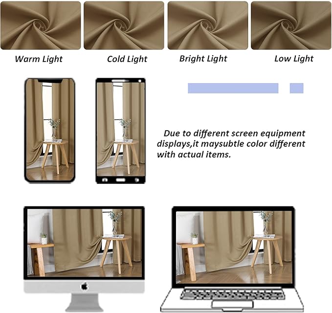 Simplebrand Blackout Extra 10ft Curtains for Patio 120 Inches Long 2 Panels Set, Solid Thermal Insulated Energy Saving Rod Pocket Window Treatment Curtains Blackout Drapes, 50" Wx120 L, Taupe