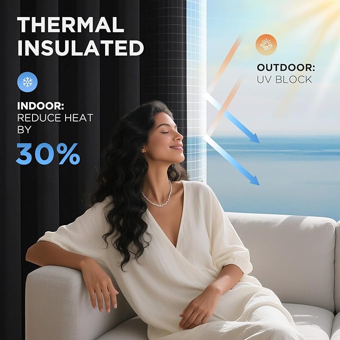 Joydeco Blackout Door Curtain for Doorway Privacy 84 Inches Long, Grommet Closet Curtain for Open Closet, Room Divider for Bedroom Living Room (Black, 52Wx84L, 1 Panel)
