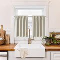 RYB HOME 100% Blackout Basement Curtains 30 inches Long, Heat & UV Blocking Total Room Darkening Noise Reducing Curtains for Bathroom RV Campers, Natural, 2 Panels Set