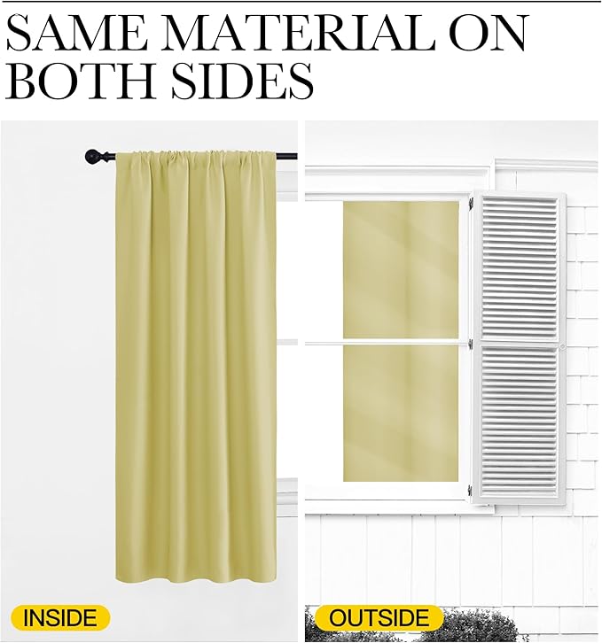 NICETOWN Blackout Curtains for Bedroom, Blackout Curtain Panels, Paler Yellow, 1 Pair, 70 by 63-inch, Window Treatment Energy Saving Thermal Insulated Solid Rod Pocket Blackout Drapes/Draperies