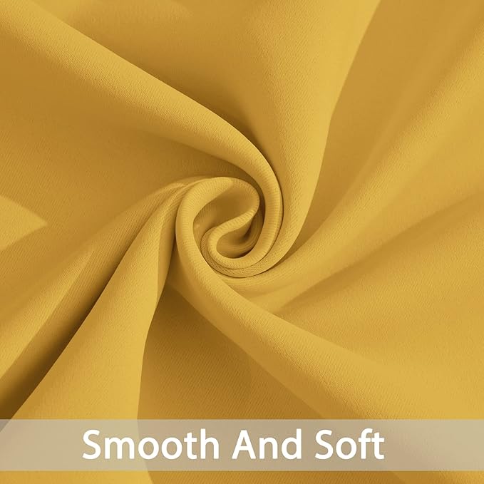 Yakamok Blackout Curtains Room Darkening Thermal Insulated Window Panels,Solid Grommet Top Drapes for Bedroom(38x84 Inch, Mustard Yellow, 2 Panels)