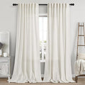 Nanspring Extra Long Curtains 2 Panels 116 Inches Long for Dinning Room Cream Back Tab Rod Pocket Light Filtering Semi Sheer Drapes Cotton Linen Textured Window Curtain for Bedroom 52x116