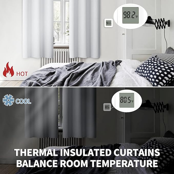 BGment Room Darkening Curtains for Bedroom - Grommet Thermal Insulated Window Treatments Light Blocking Curtains for Living Room, Set of 2 Panels, Each 46 x 63 Inch, Greyish White