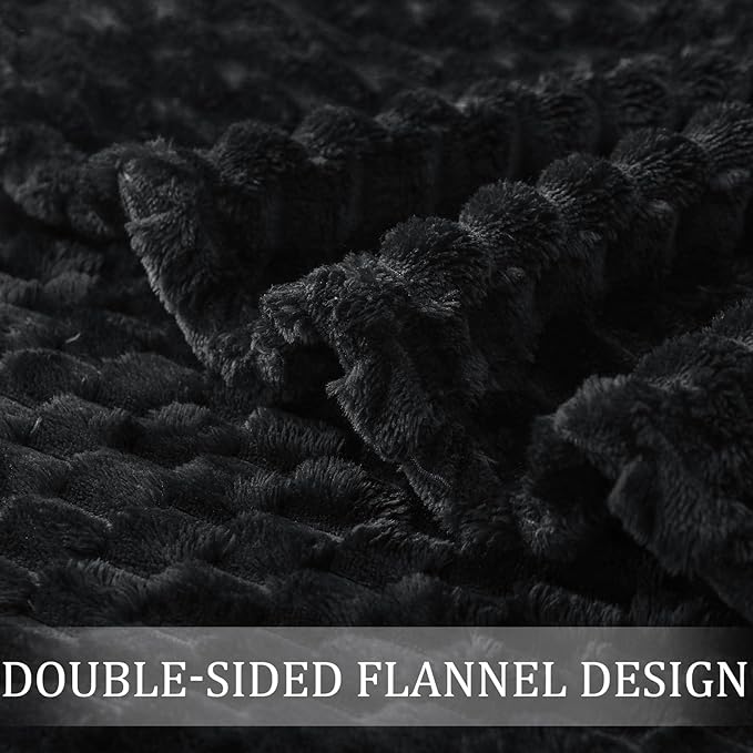 Exclusivo Mezcla Fleece King Blanket for Bed, Extra Large Fuzzy Black Bed Blankets, Soft Cozy Plush Sofa Throws for All Seasons, 90x104 Inches